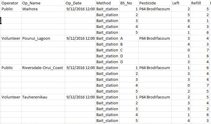 Output CSV example